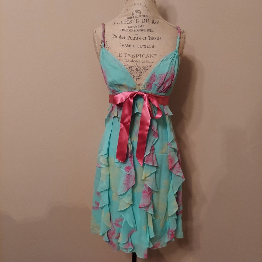 BCBGMAXAZRIA Turquoise Blue Empire Waist S…